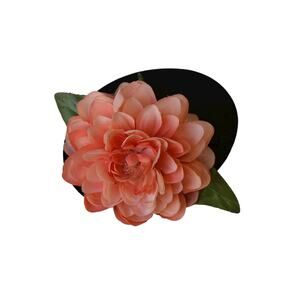 1990s Peach & Pink Layer Fabric 3D Blooming Flower Green Leaves Pin Brooch